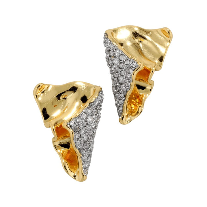 Solanales Gold Crystal Folded Mini Earring