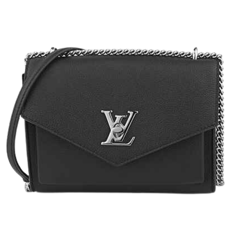 LV Black Leather My Lock Me Chain Bag BB