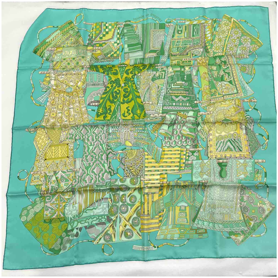 Hermes Green Silk Scarf 90