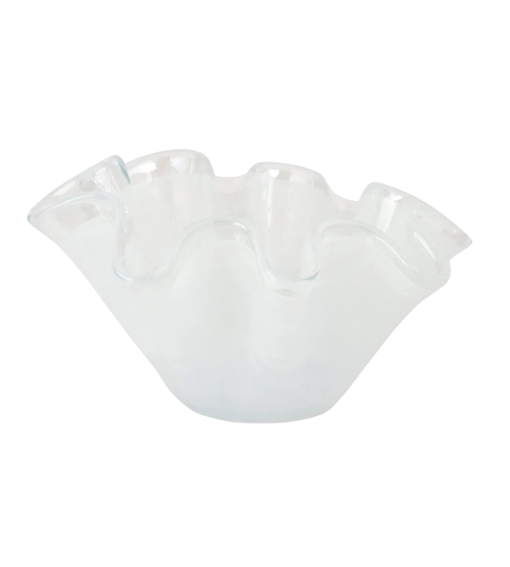 Onda Glass White Petite Ruffled Bowl