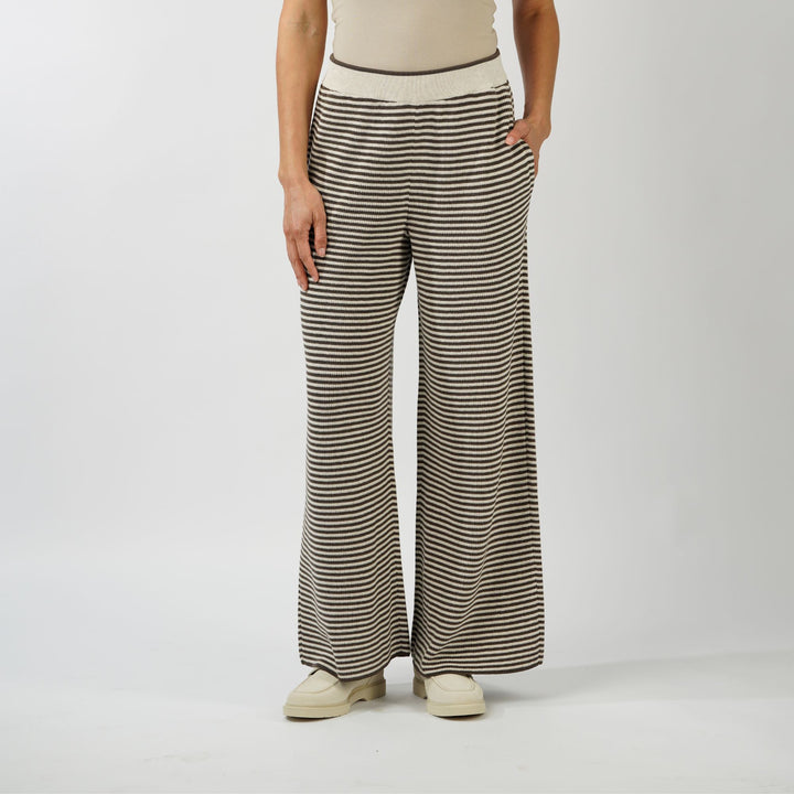 Striped cotton knit track trousers