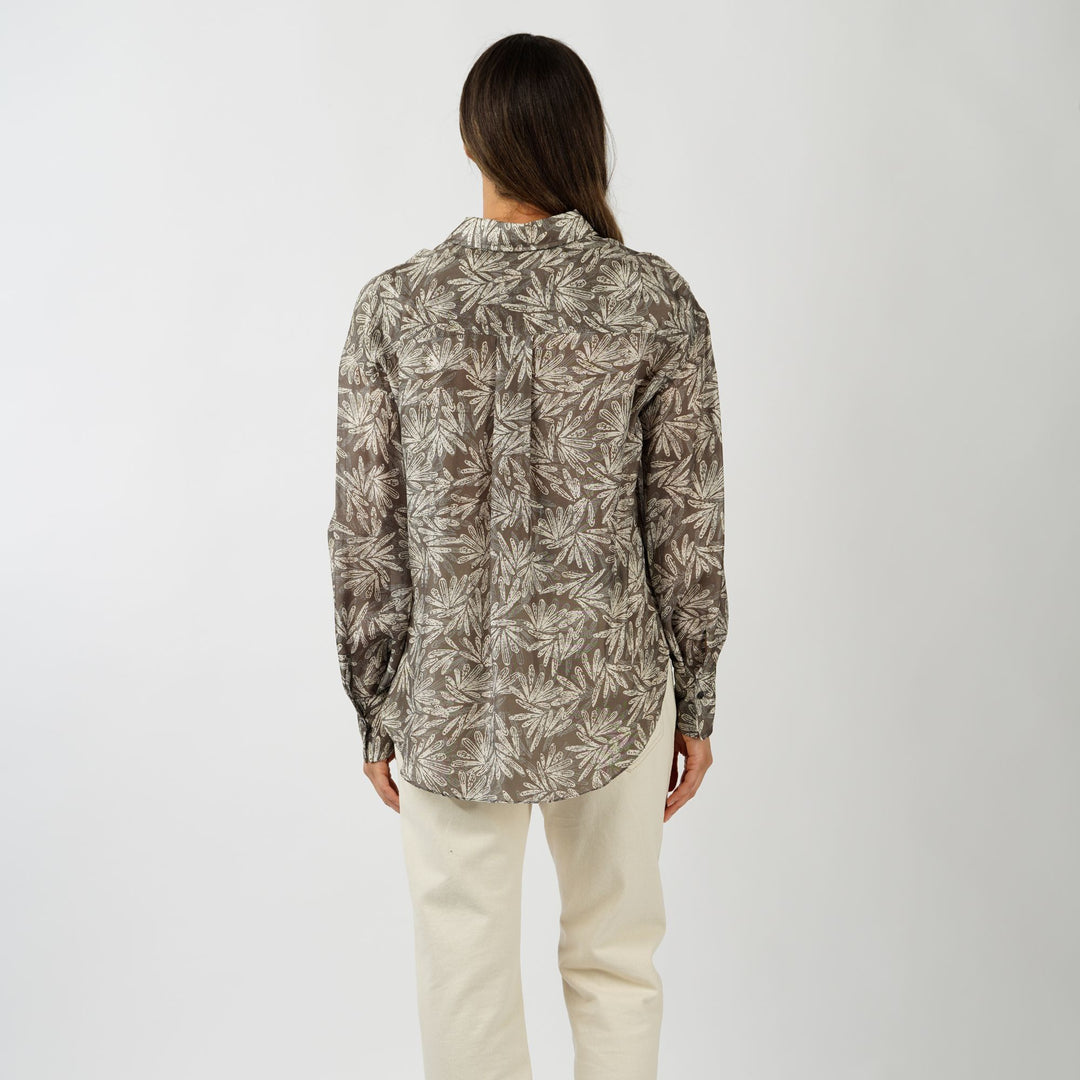 Floral Stretch Twill Blouse