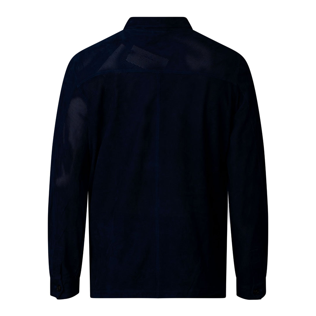 Perforated Suede Overshirt - Cobalt - e58R