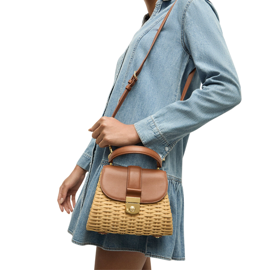 Veronica Beard SMALL WICKER AVENUE BAG in Hazelwood