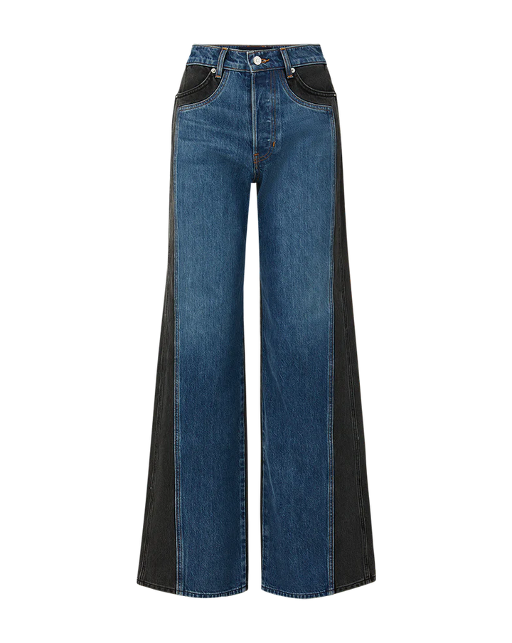 Taylor-High-Rise Two-Tone Wide-Leg Denim Pants