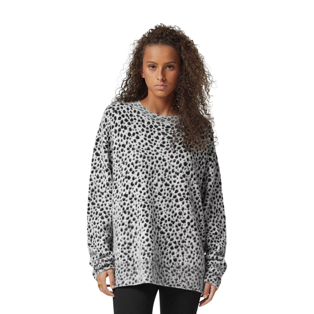 Dalmation Jacquard Knit Sweater - White/Black 2W020 - 4