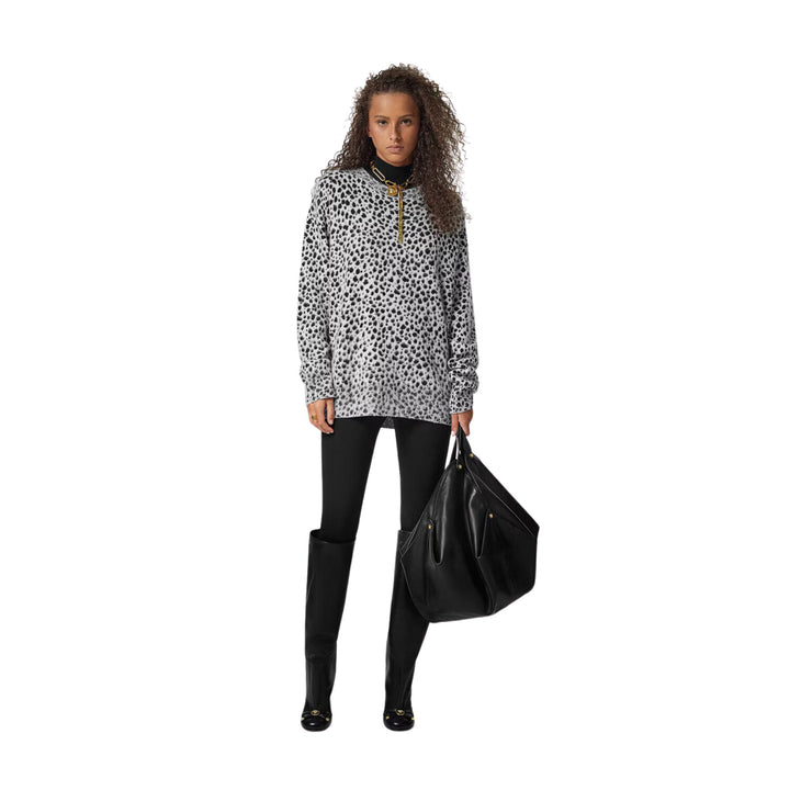 Dalmation Jacquard Knit Sweater - White/Black 2W020 - 4