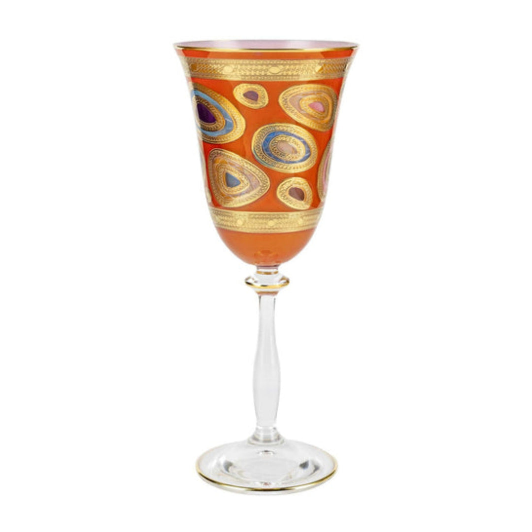 Vietri Inc. REGALIA Wine Glass Orange