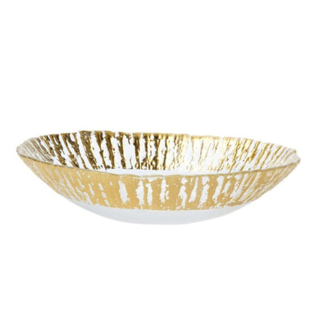 Vietri Rufolo Glass Gold Medium Oval Serving Bowl 