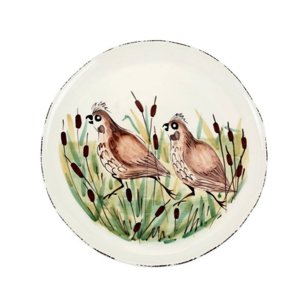 Vietri Wildlife Quail Round Platter