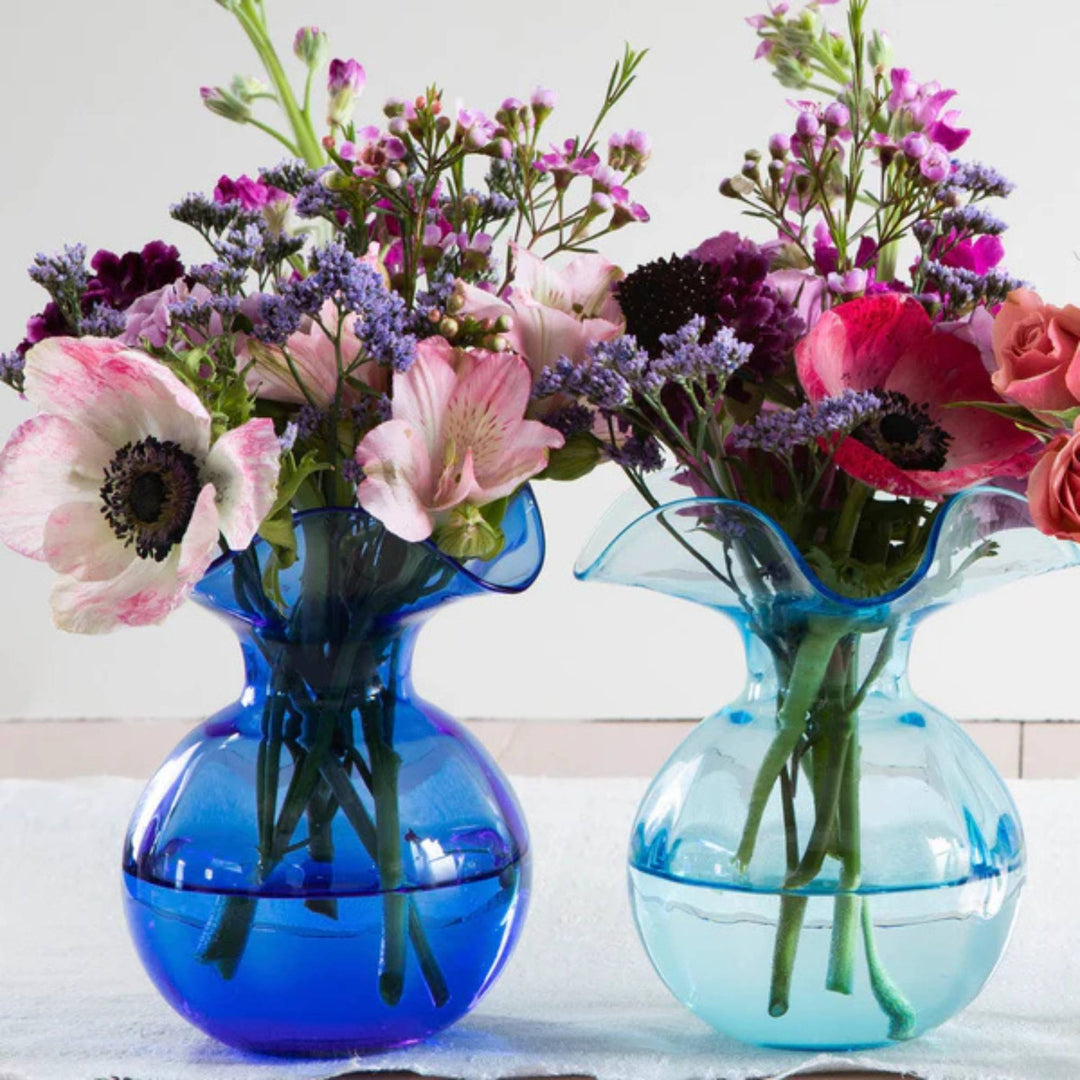 Hibiscus Glass Aqua Bud Vase