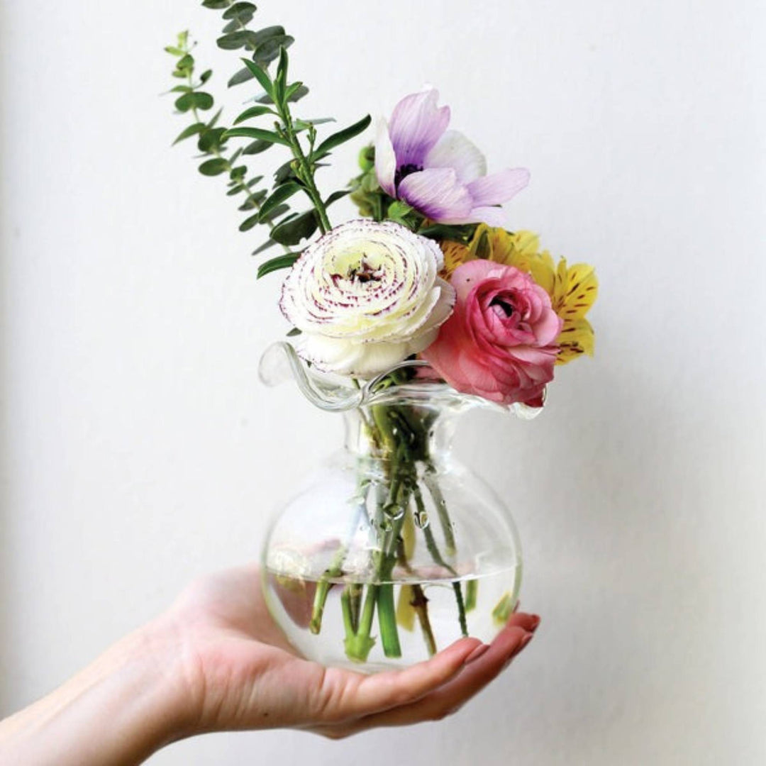 Hibiscus Glass Clear Bud Vase