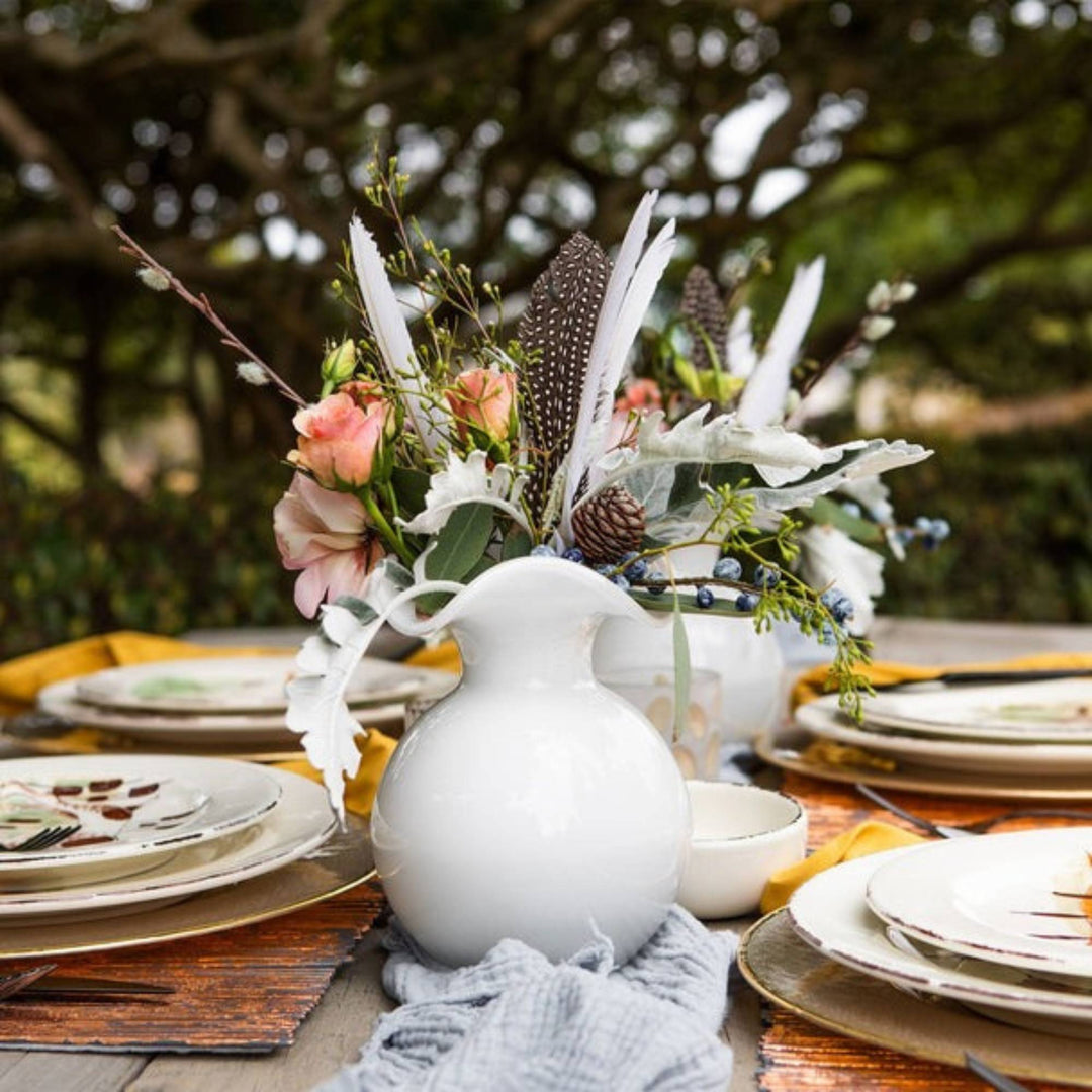 Hibiscus Small Fluted White Vase