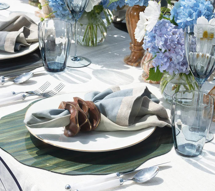 Dip Dye Napkins in Cool Tones - Natural & Seafoam