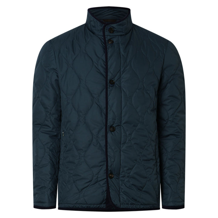 Quilted Car Coat in Denim