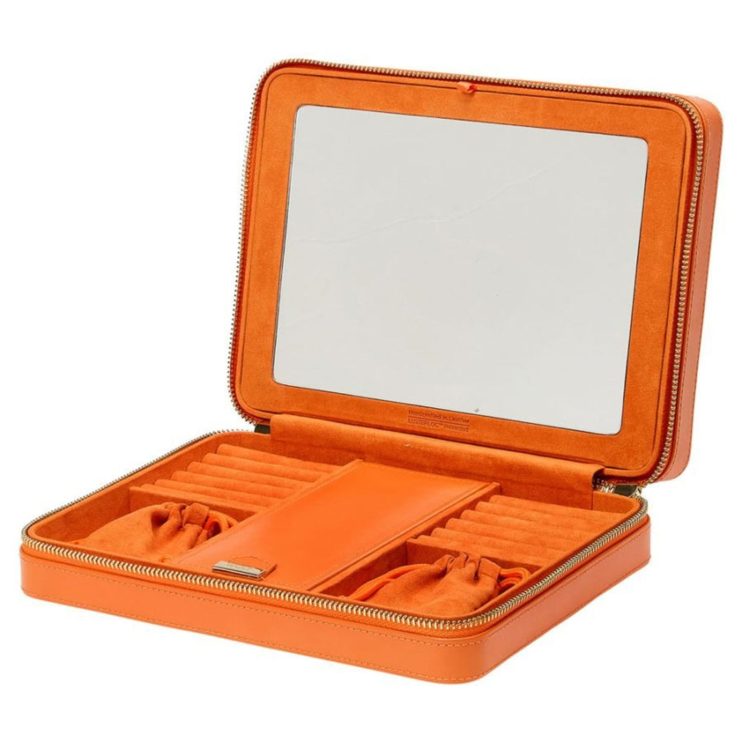 Wolf 1834 Maria Large Zip Case in Tangerine