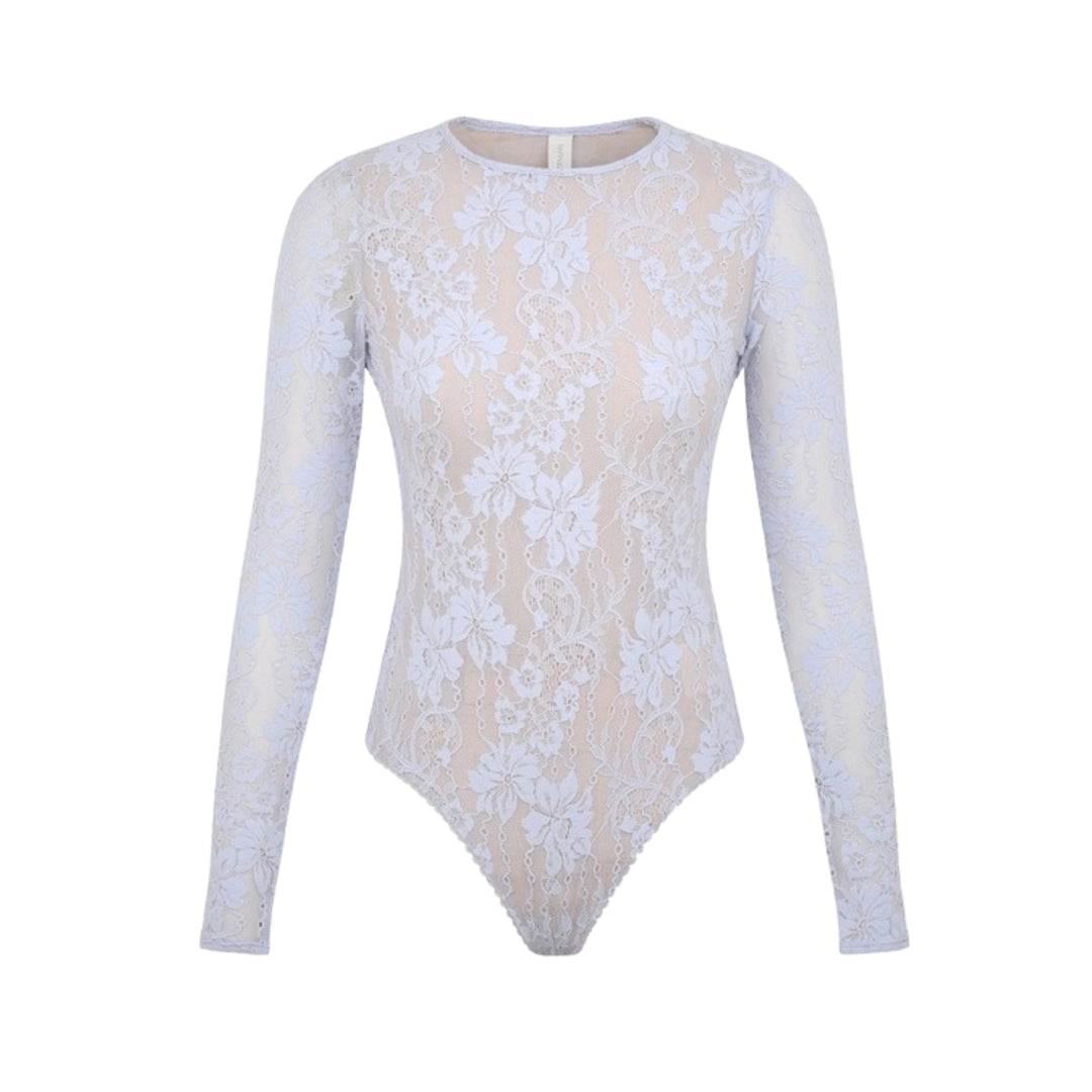 Zimmermann LACE BODYSUIT in Light Blue