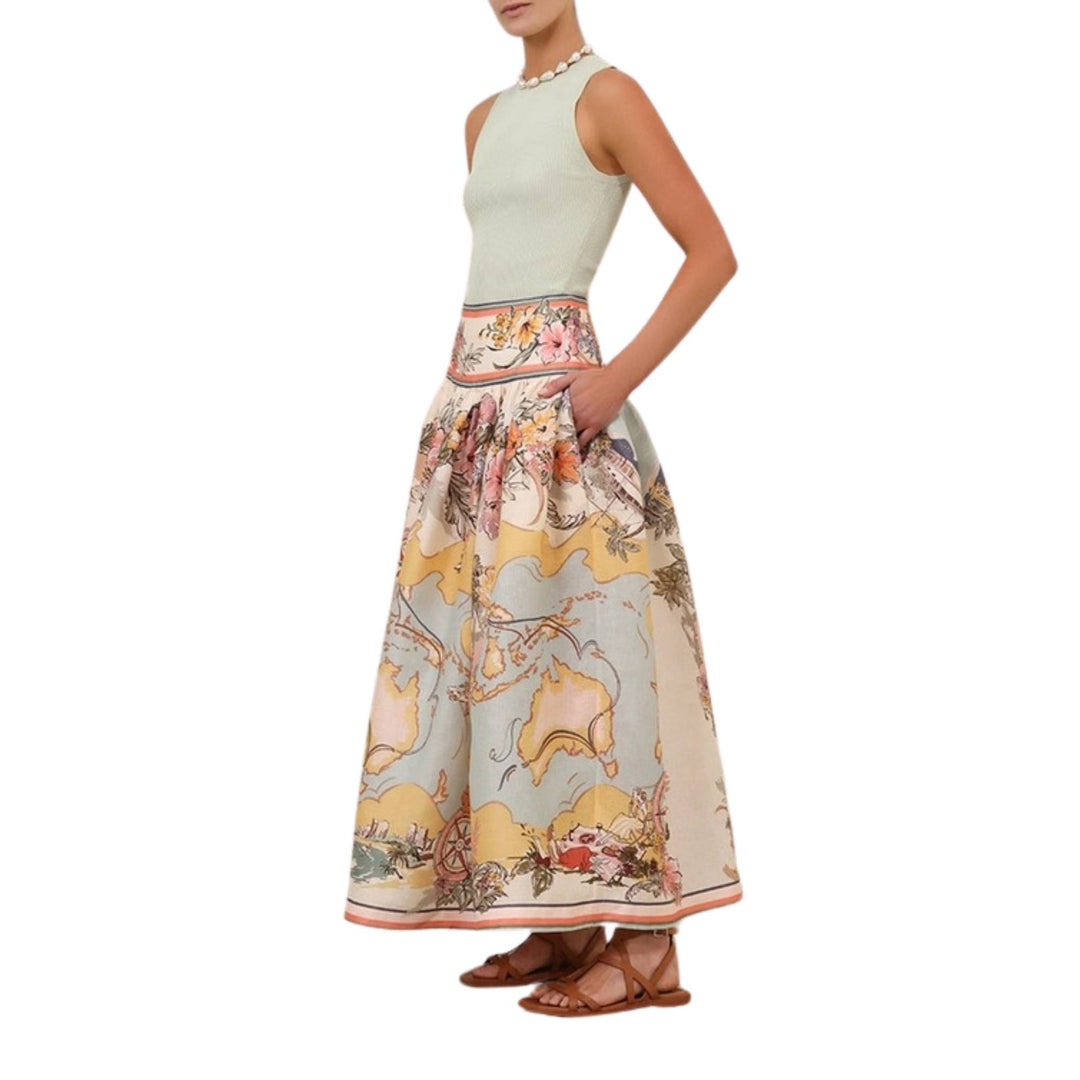 TALLOW MIDI SKIRT - Nautical Map