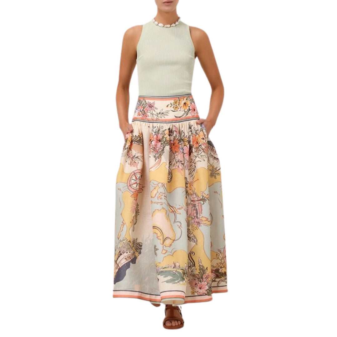 TALLOW MIDI SKIRT - Nautical Map