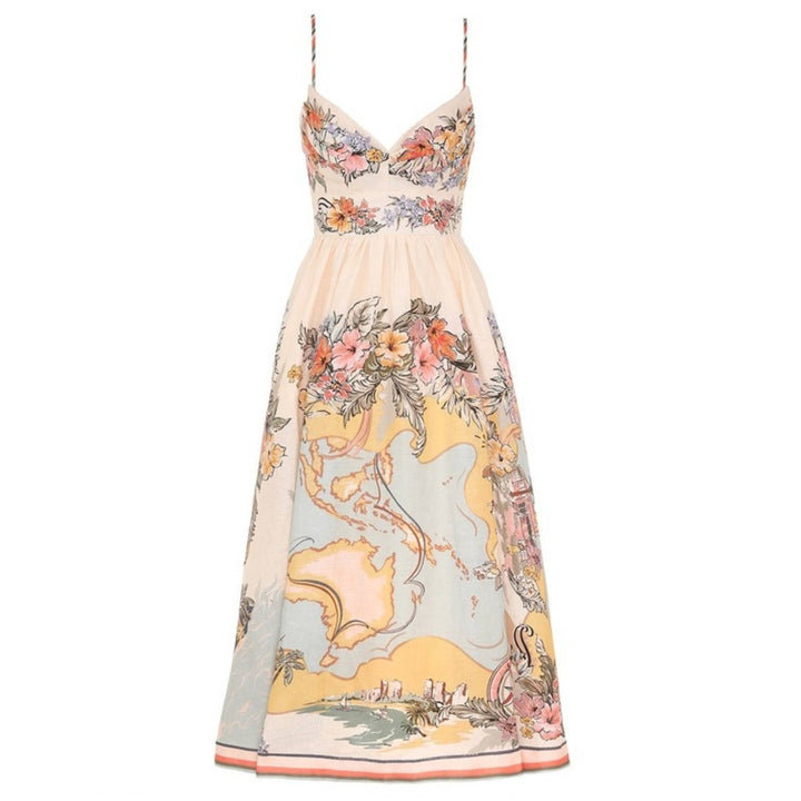 TALLOW TUCKED BODICE DRESS - Nautical Map