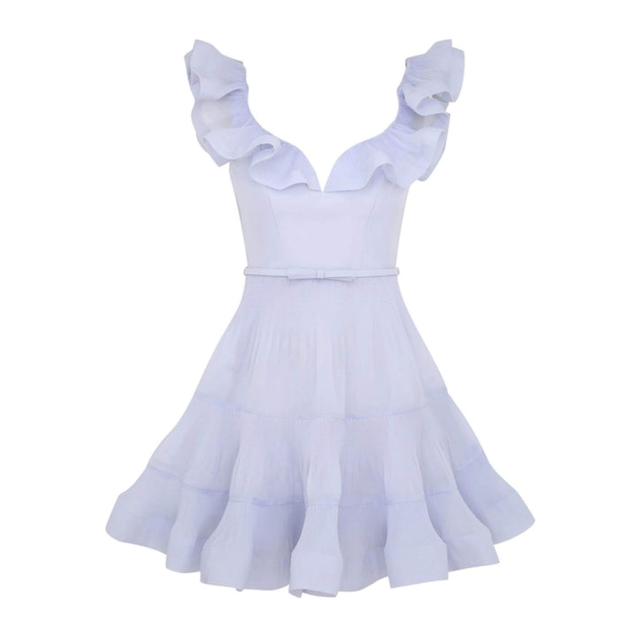 PLEATED FRILL MINI DRESS