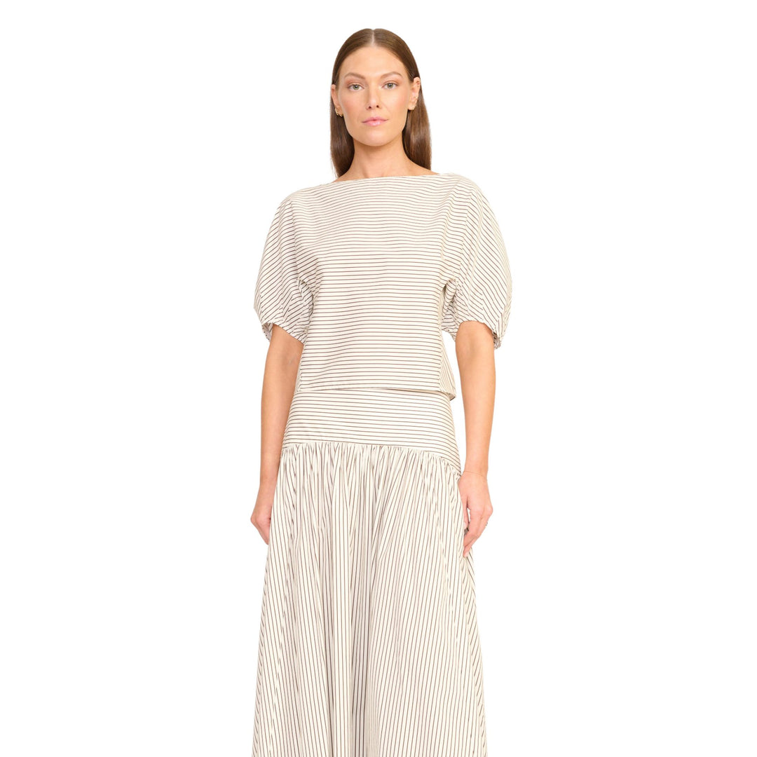 Didi Top - Ivory/Dark Oak Micro Stripe