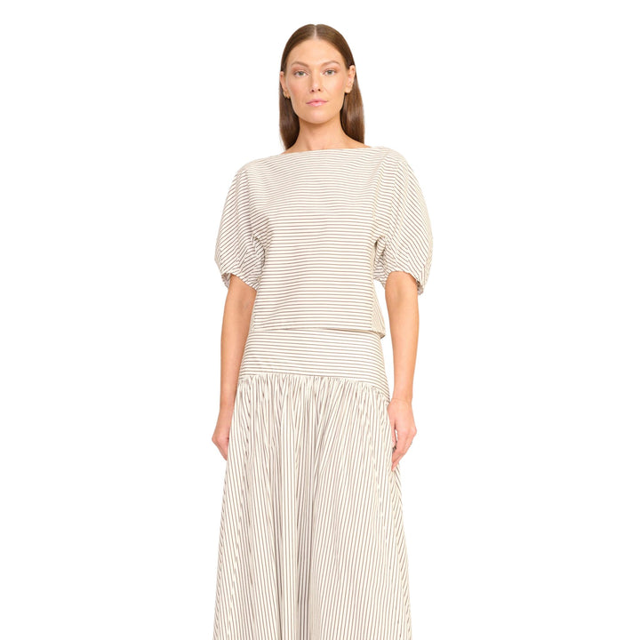 Didi Top - Ivory/Dark Oak Micro Stripe