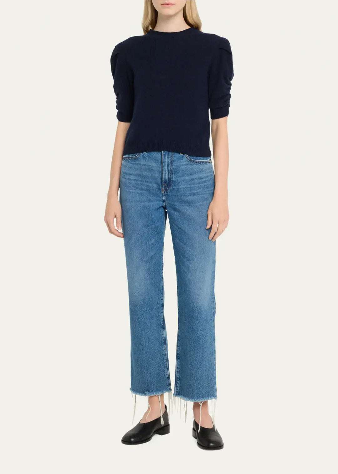 Le Jane Crop Raw Fray Jean