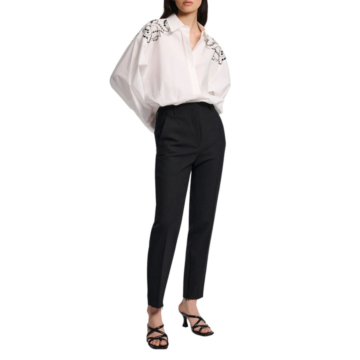 Embellished Poplin Power Blouse