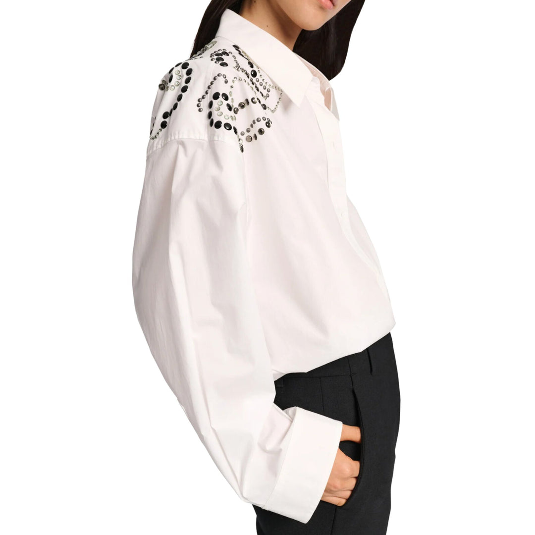 Embellished Poplin Power Blouse