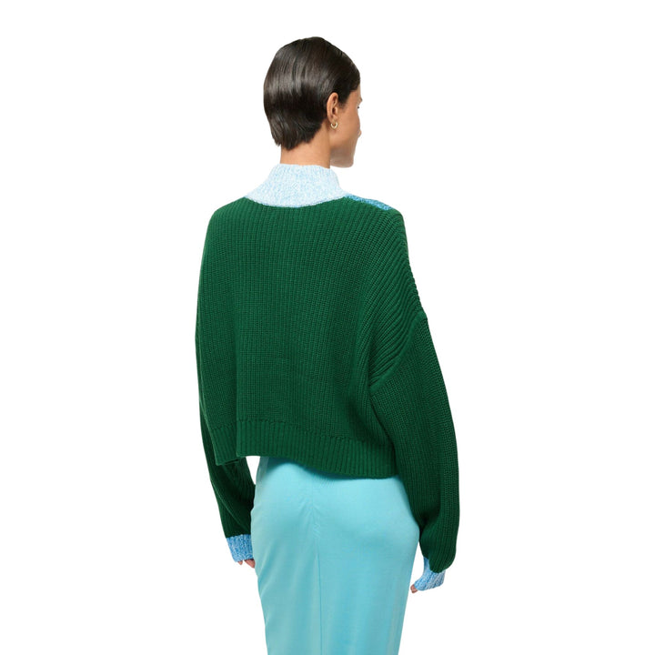 Cropped Hampton Sweater - Jungle/Sky/Ivory