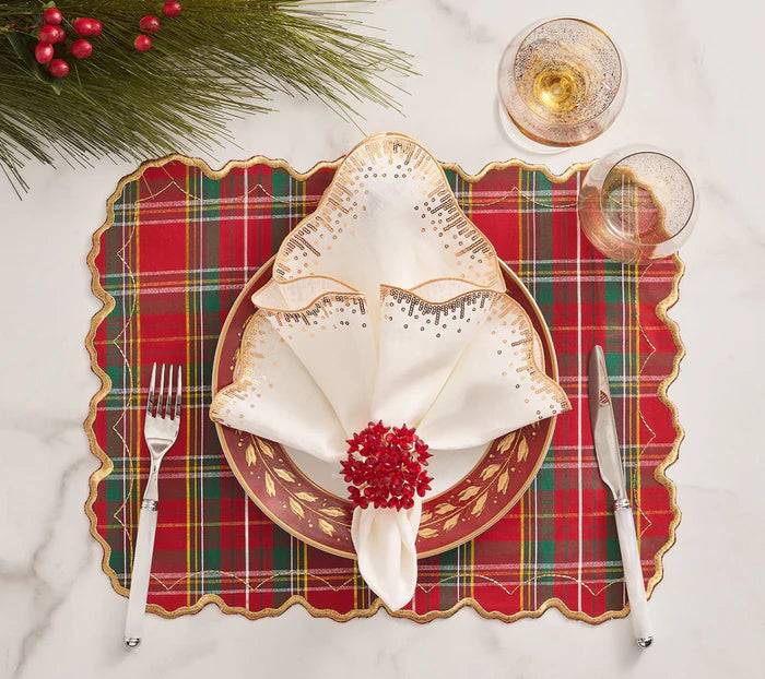 Holiday Threads Placemat in Red, Green & Gold