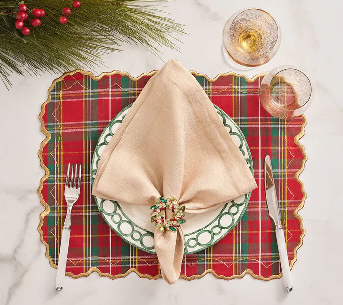 Holiday Threads Placemat in Red, Green & Gold