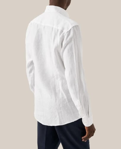 White Solid Linen Shirt Contemporary Fit