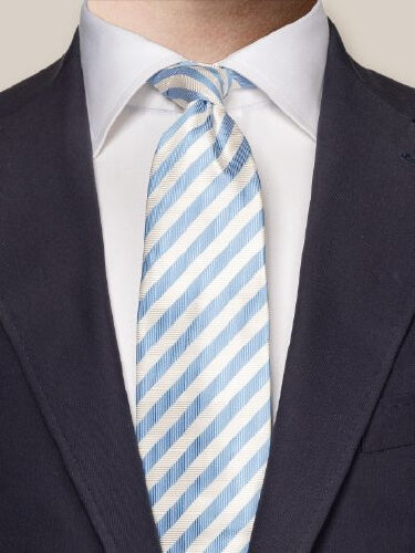 Light Blue Striped Silk Tie