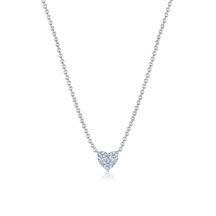 0.36ct Sunburst Diamond Heart Shape Pendant Necklace