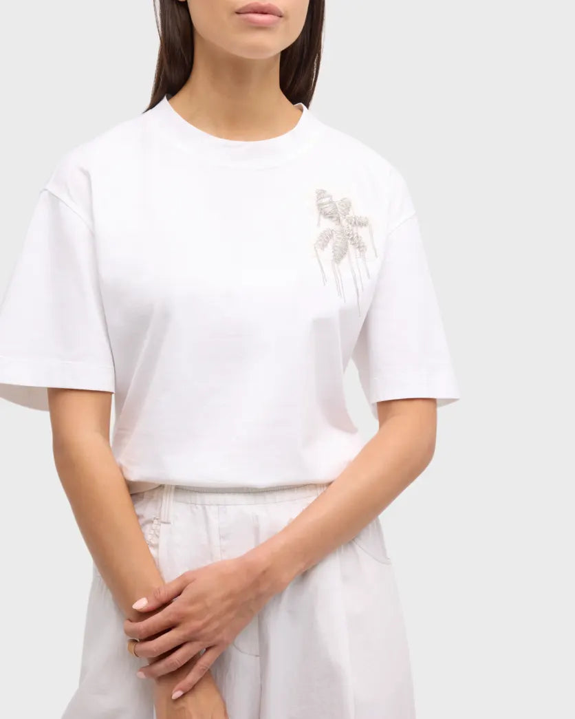 Short Sleeve T-Shirt with Floral Monili Crest