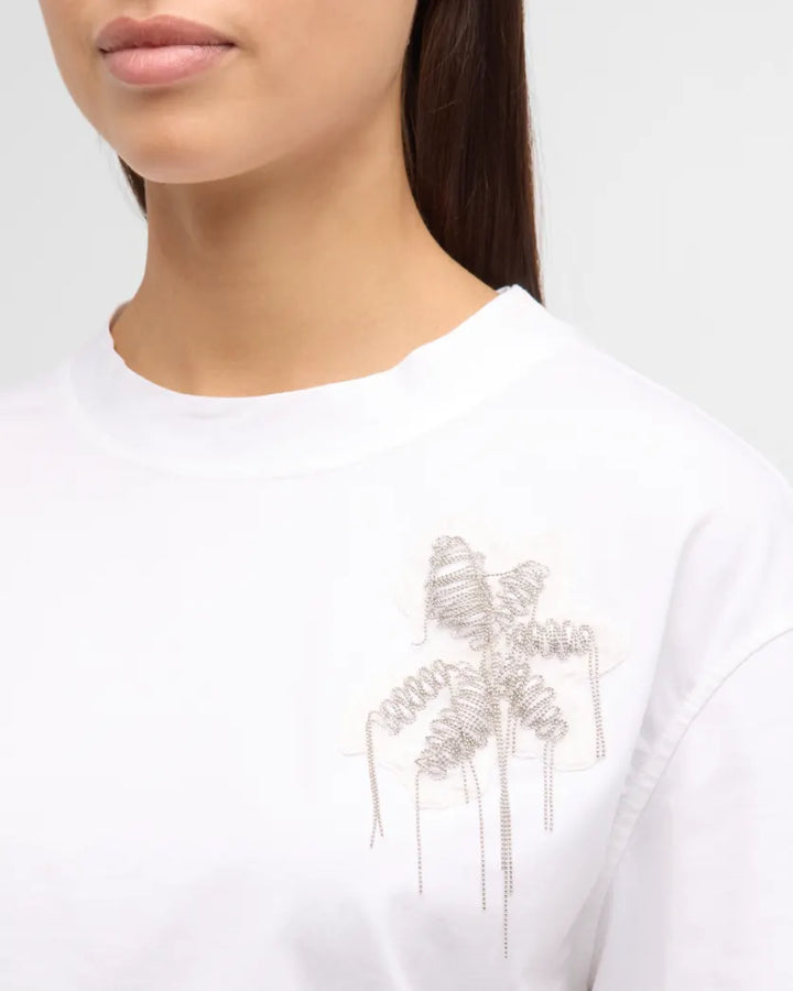 Short Sleeve T-Shirt with Floral Monili Crest