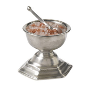 footed salt cellar and spoon