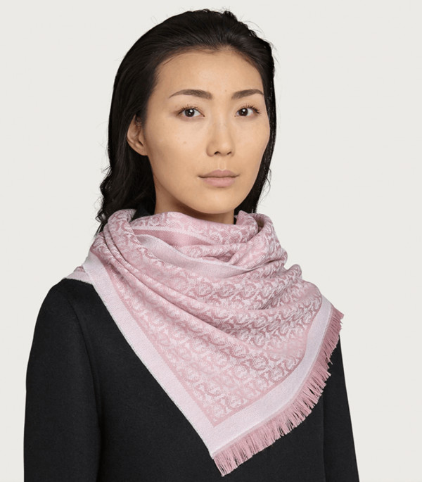 The Gancini Scarf in Rosa and Bourbon
