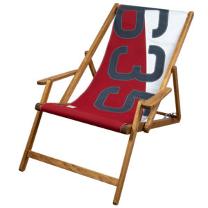 Dacron and Red 635 Grey Deck Chair