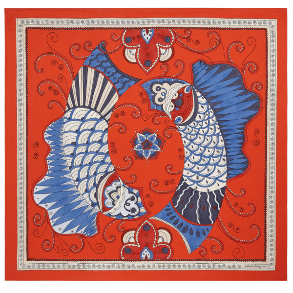Kites Print Silk Foulard