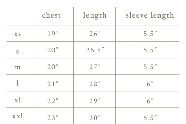 Madeworn Size Guide