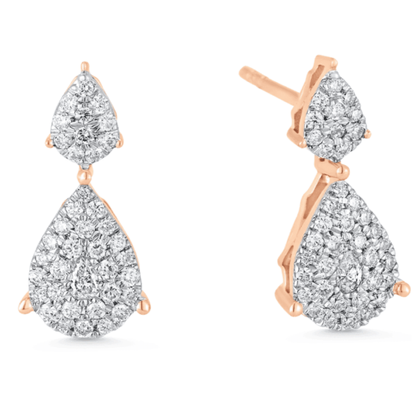 Illusion Pear Diamond Double Stud Earrings