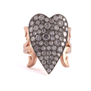 Grey Diamond Heart Ring