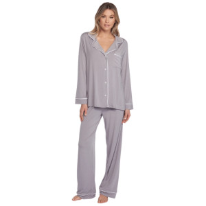 Luxe Milk Jersey Piped PJ Set in Pewter