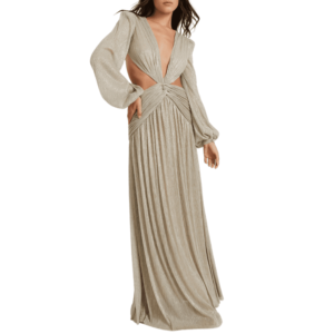 Lurex Cutout Gown in Gold