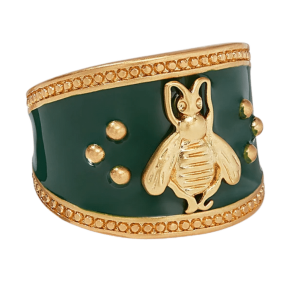 Bee Crest Ring in Jade Green