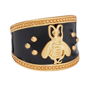 Bee Crest Ring in Obsidian Black - Size 7