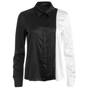 Willa Combo Placket Top in Black and White
